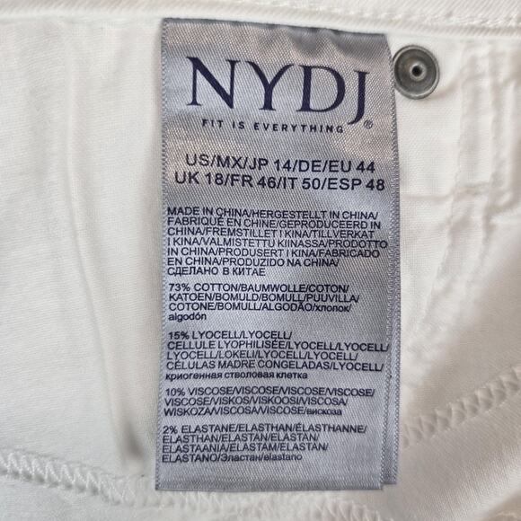 NYDJ Sheri Slim Jeans Womens 14 White Stretch Lift Tuck Mid Rise Straight Pants - Picture 7 of 11